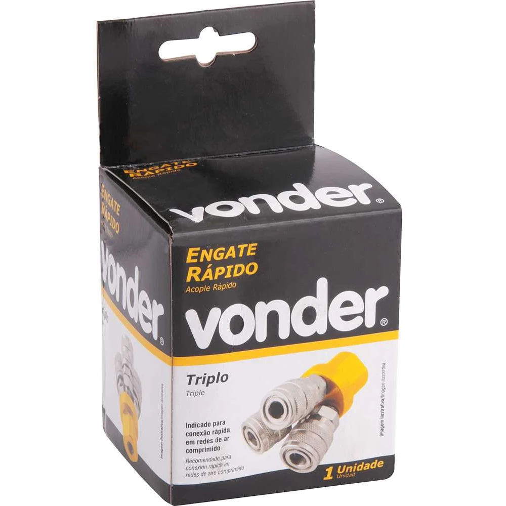 Engate Rápido Triplo 1/4" em Latão Vonder