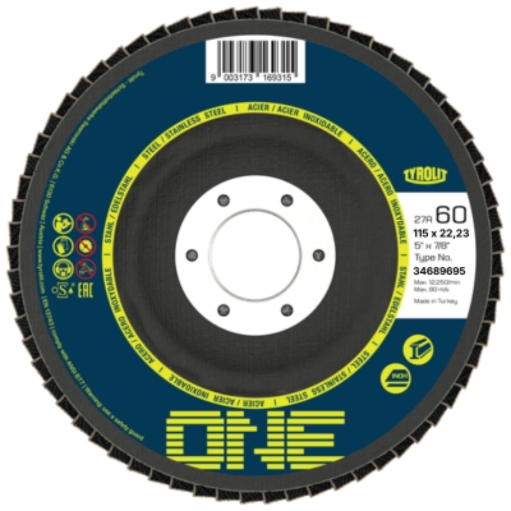 Disco Flap Tyrolit One 115mm 27A Reto Grão 60