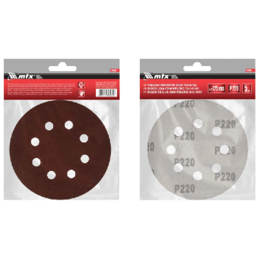 Disco de Lixa com Furo Velcro 5" Grão 220 MTX 5 Peças