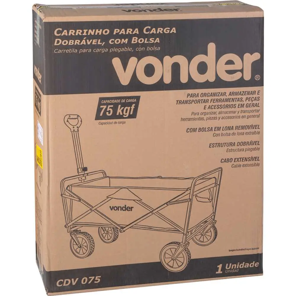 Carrinho para carga dobrável com bolsa 70KG CDV 075 Vonder