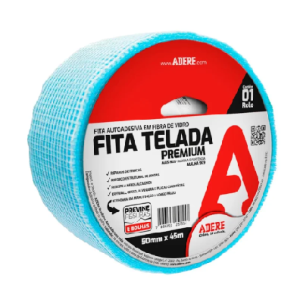 Fita Adesiva Fibra/Vidro Telada Azul 50MM X 45M Adere