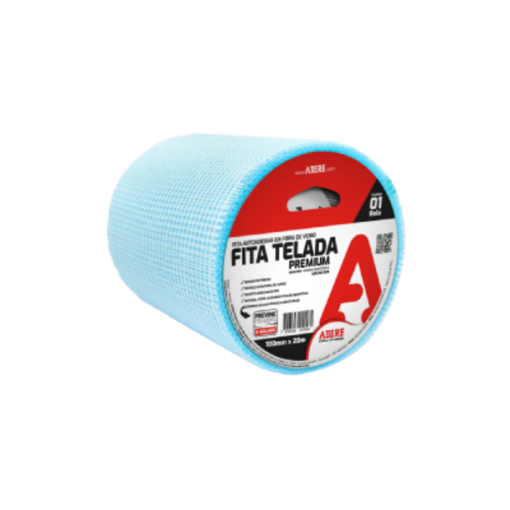 Fita Adesiva Fibra/Vidro Telada Azul 100MM X 20M Adere