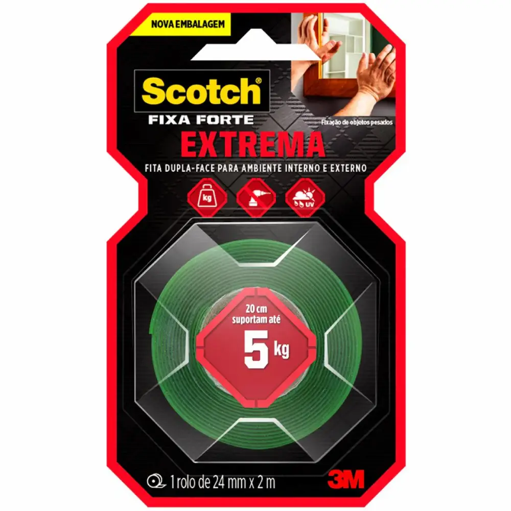 Fita Dupla Face Scotch Fixa Forte 24mm x 2m 3M