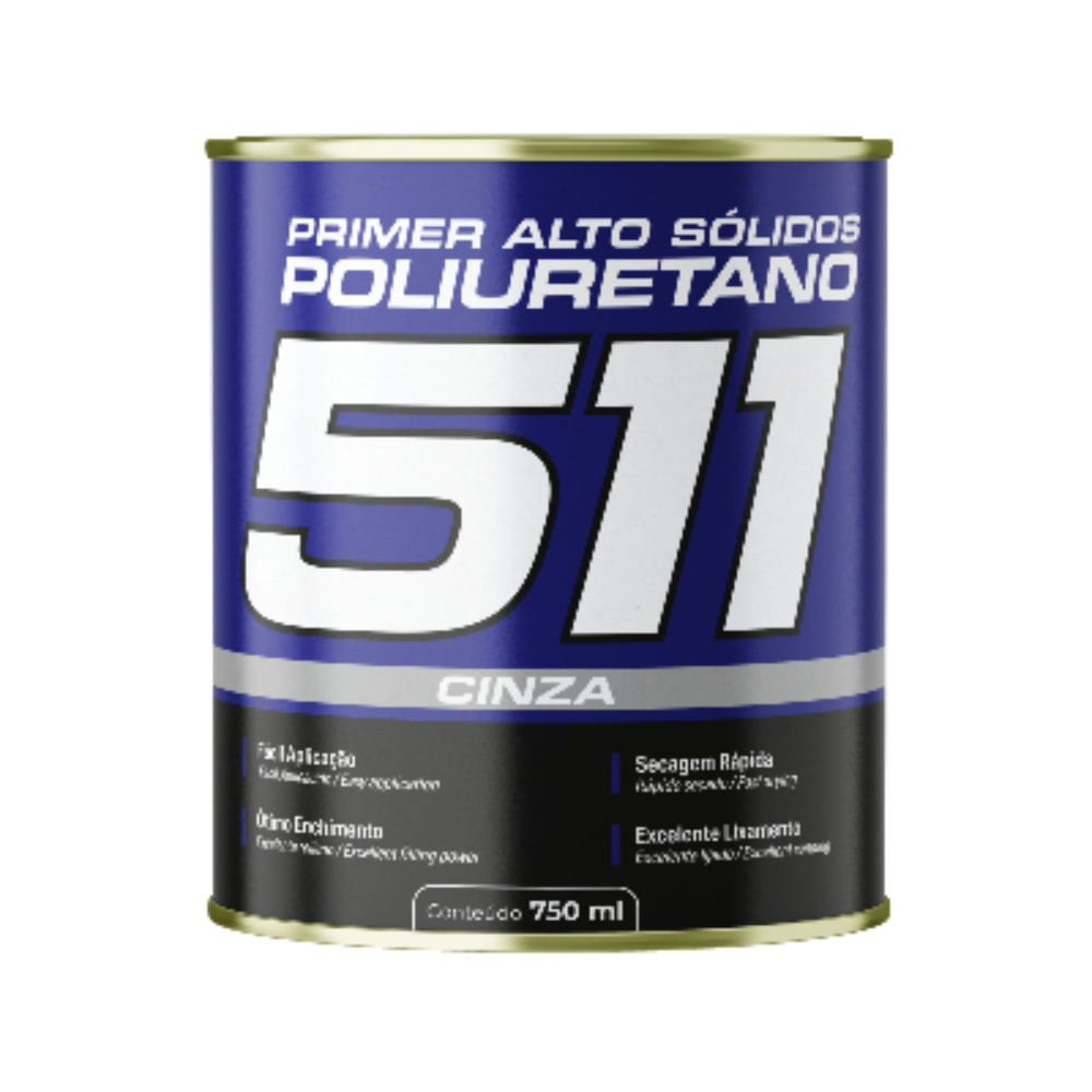 Primer HS PU 511 Cinza 750ml Maxi Rubber Sem Catalisador