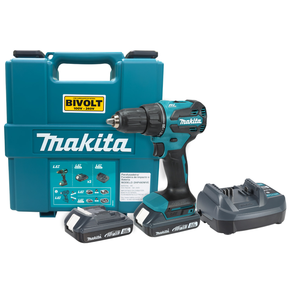 Furadeira/Parafusadeira Impacto 18V DHP490WVE Makita