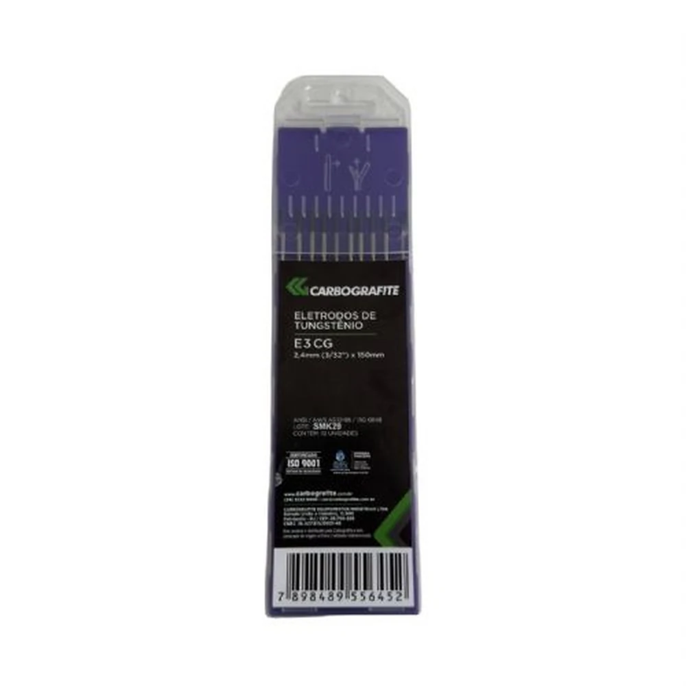 Eletrodo Tungstenio 2.40MM c/ Latanio Roxo Carbografite