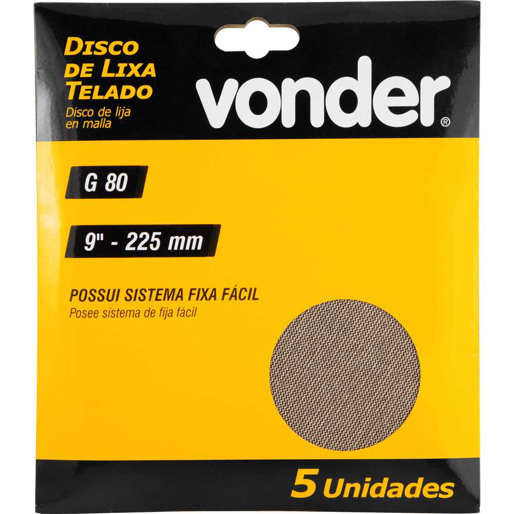  Disco Abrasivo Telado 225mm - 9pol GR80 C/5UN VONDER