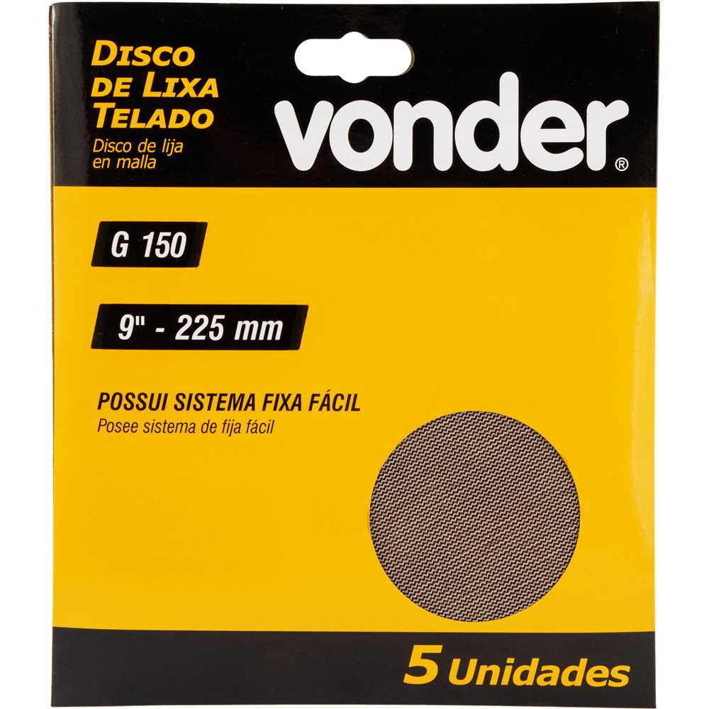 Disco Abrasivo Telado 225mm - 9pol GR150 C/5UN VONDER