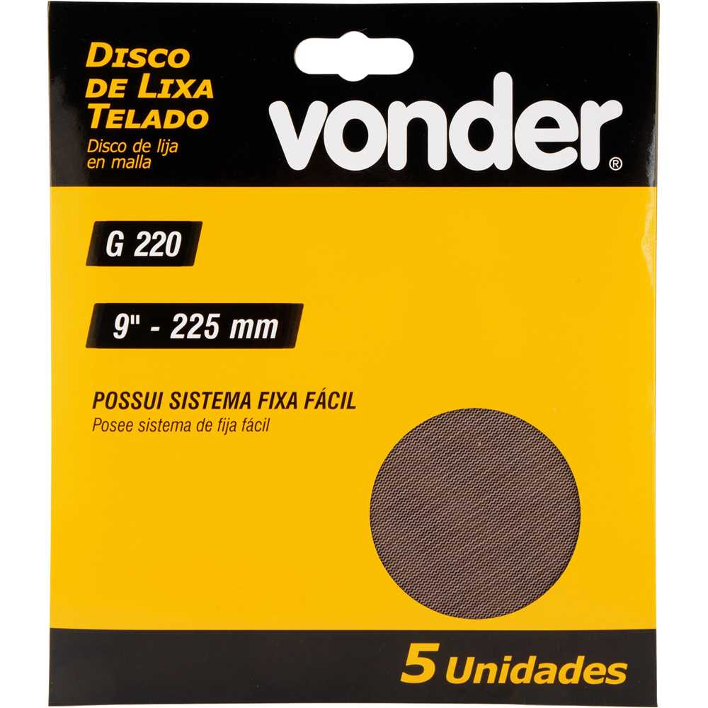  Disco Abrasivo Telado 225mm - 9pol GR220 C/5UN VONDER