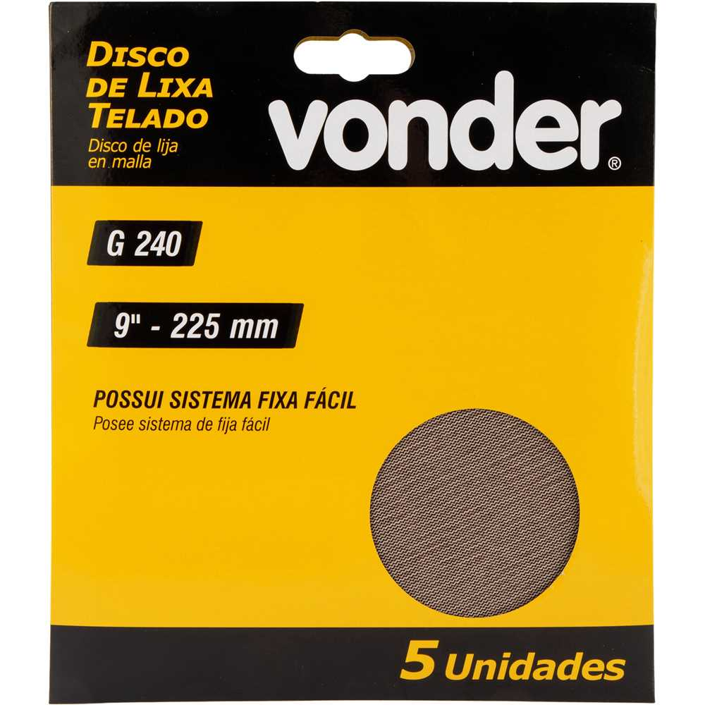  Disco Abrasivo Telado 225mm - 9pol GR240 C/5UN VONDER