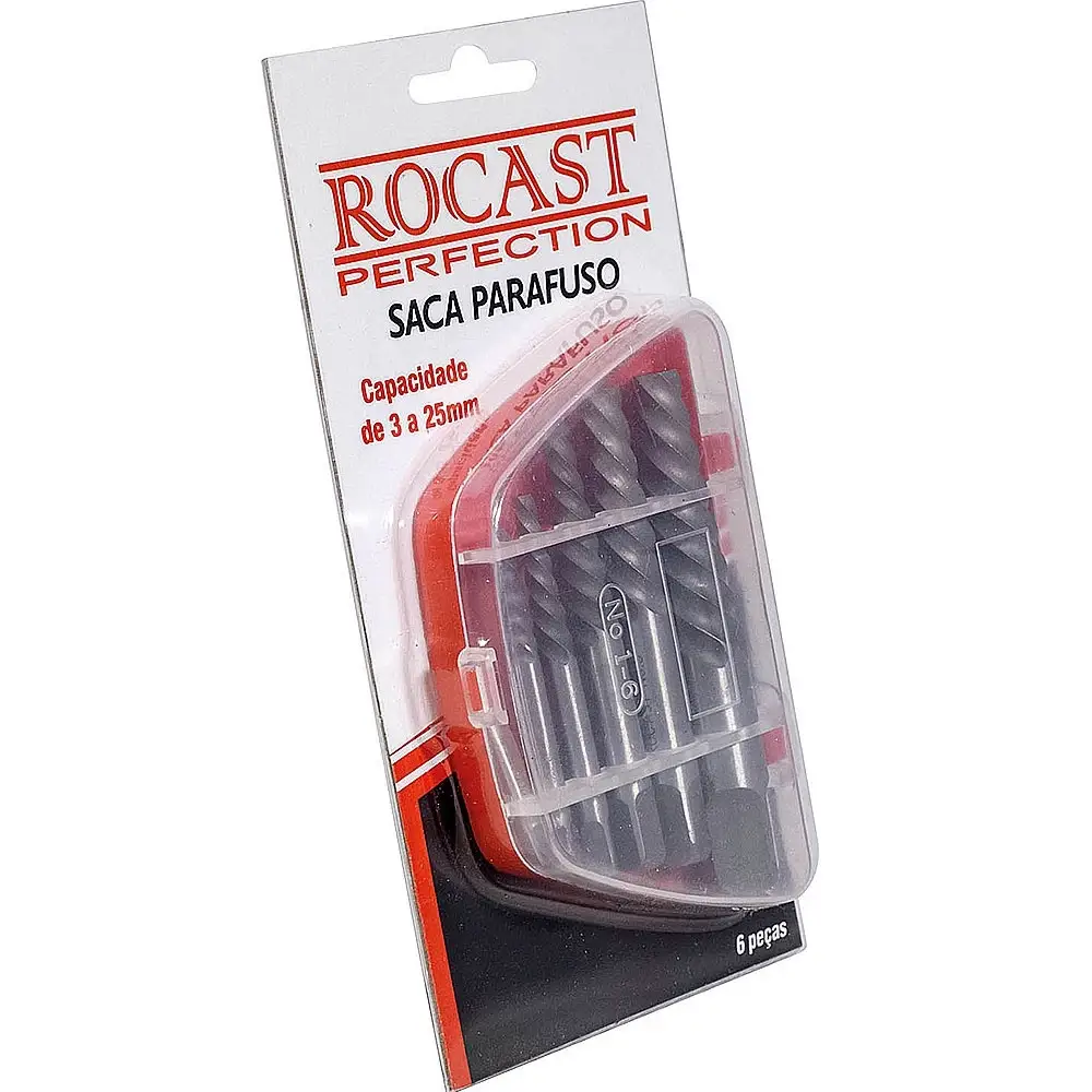 Jogo Saca Parafuso Rocast 6 Peças M3 a M25 com Estojo