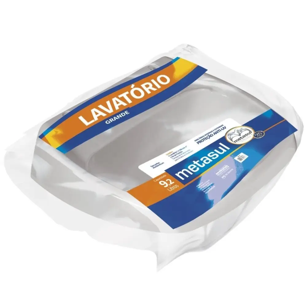 Lavatório Plástico 9,2L Branco Válvula e Fixação Kit Metasul