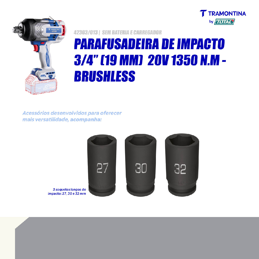 Chave de Impacto Tramontina 3/4 20V Sem Bat./Carreg.