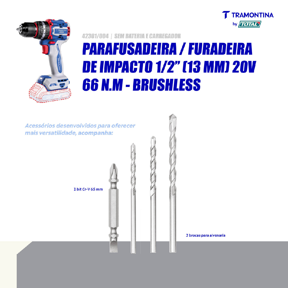 Furad/Paraf. Tramontina 20V Sem Bat./Carreg.