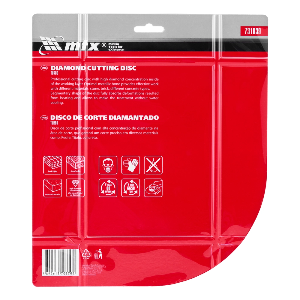 Disco Diamantado Turbo 230mm Corte Seco 731839 MTX 