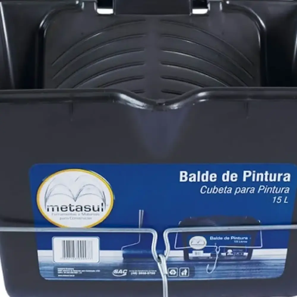Balde Plástico de Pintura 15 Litros Preto Metasul