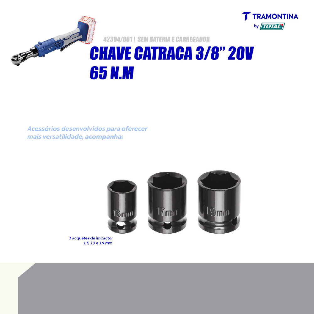 Chave Catraca Tramontina 3/8 20V Sem Bateria e Carregador