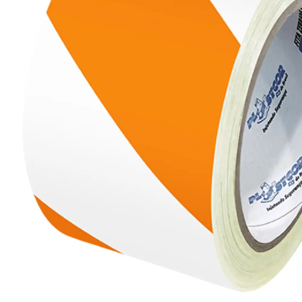 Fita Zebrada Laranja e Branca 70mmx200m Plastcor
