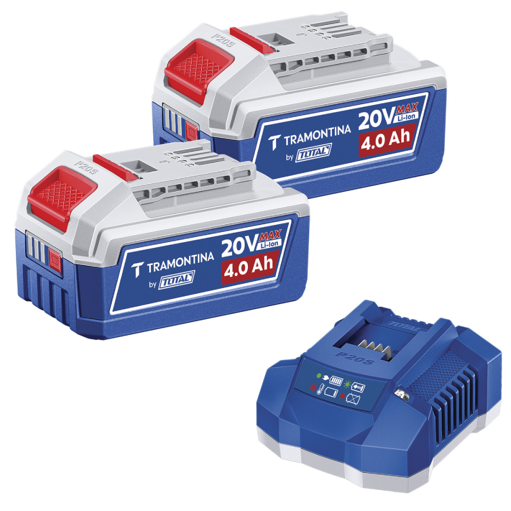 Kit 2 Baterias 20V 4,0Ah c/ Carregador Tramontina By Total