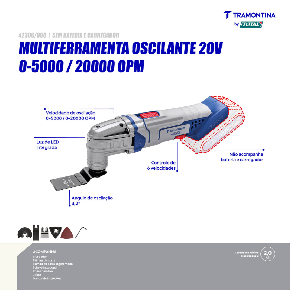 Multiferramenta Tramontina Total 20V Sem Carregador/Bat.