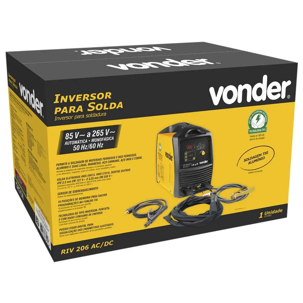 Inversor de Solda TIG AC/DC RIV206 200A Digital Vonder