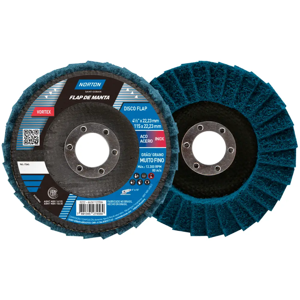 Disco Flap Manta Vortex Azul Muito Fino 115 mm Norton