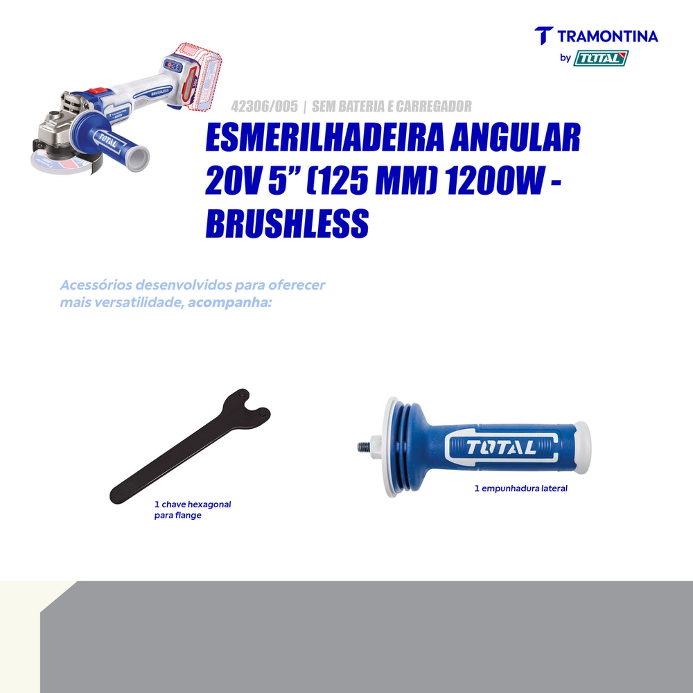 Esmerilhadeira Angular 20V 5 Polegadas Brushless Tramontina