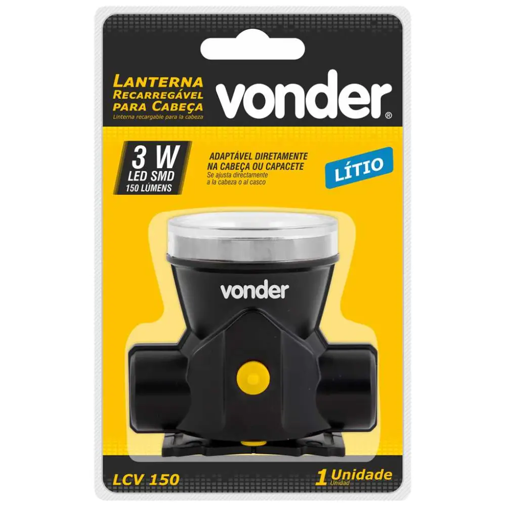 Lanterna LED de Cabeça Recarregável LCV 150 Vonder