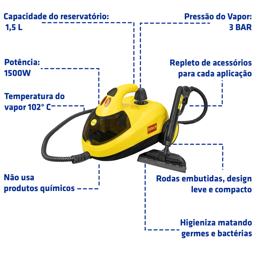 Higienizador de Limpeza Vapor Clean 127V 1,5L Intech