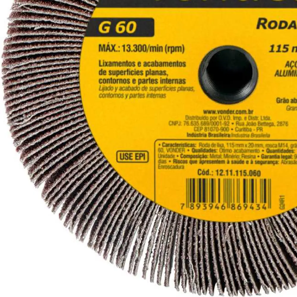 Roda de Lixa 115x20mm M14 G60 Vonder