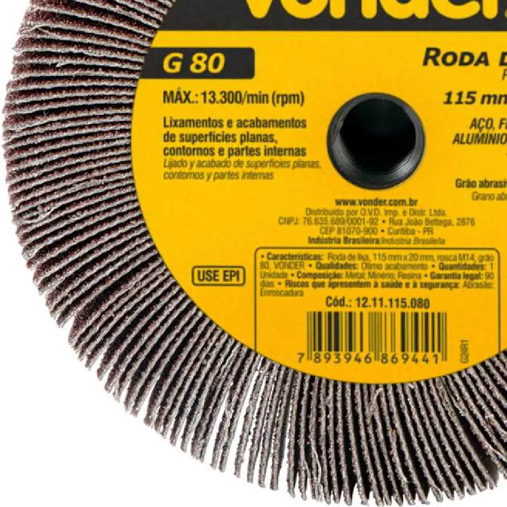 Roda de Lixa 115x20mm M14 G80 Vonder
