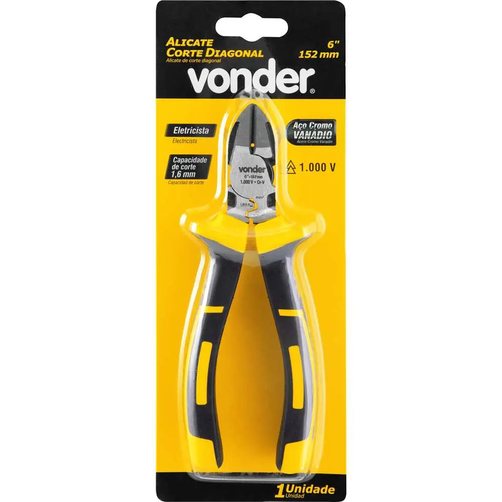 Alicate Corte Diagonal 6 pol. CRV Isolado 1000V Vonder