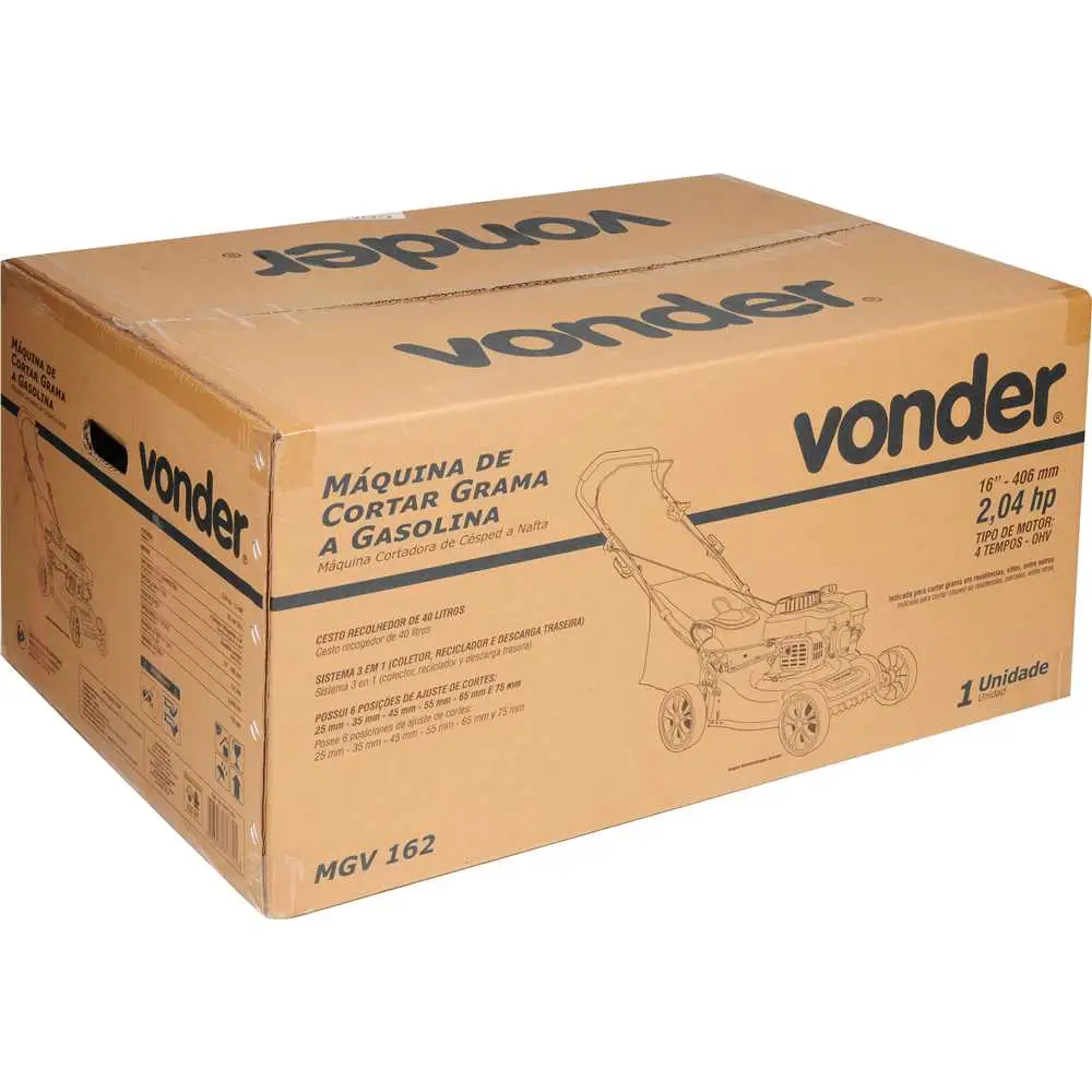 Cortador de Grama Gasolina 2HP 16 pol. MGV 162 Vonder