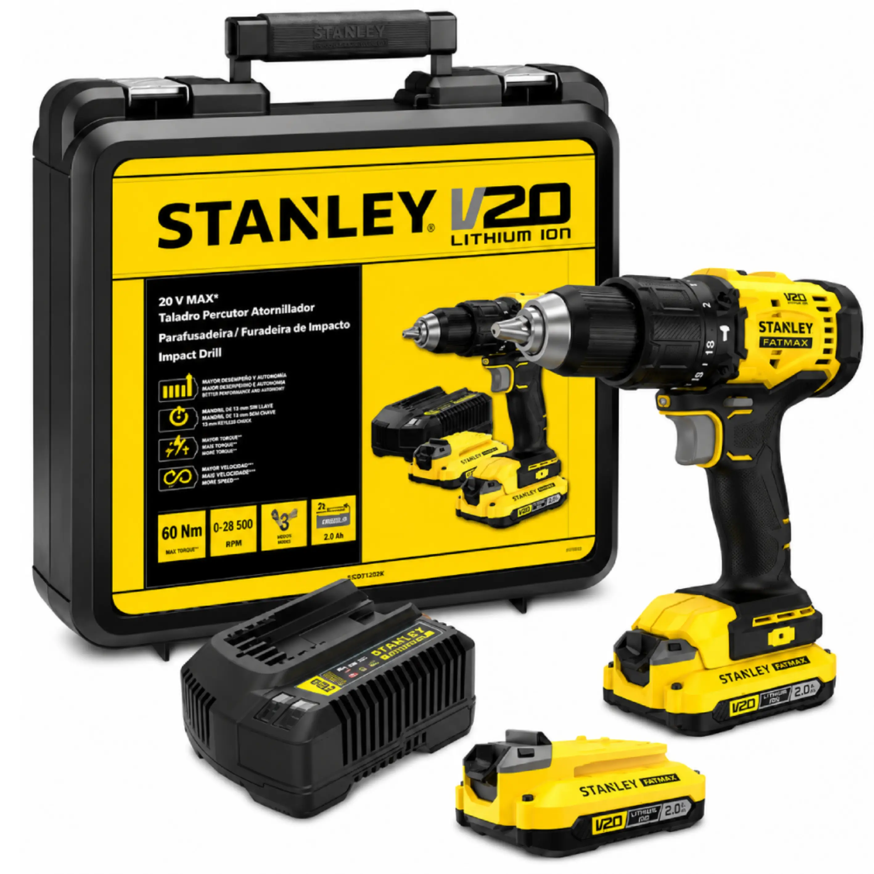 Parafusadeira Furadeira Impacto 20V SCD712D2K STANLEY