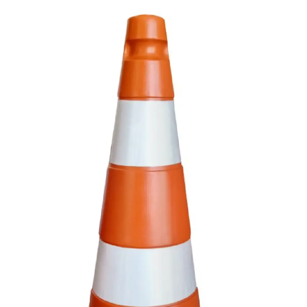 Cone Sinalizador de Obra 75cm Laranja e Branco Plastcor