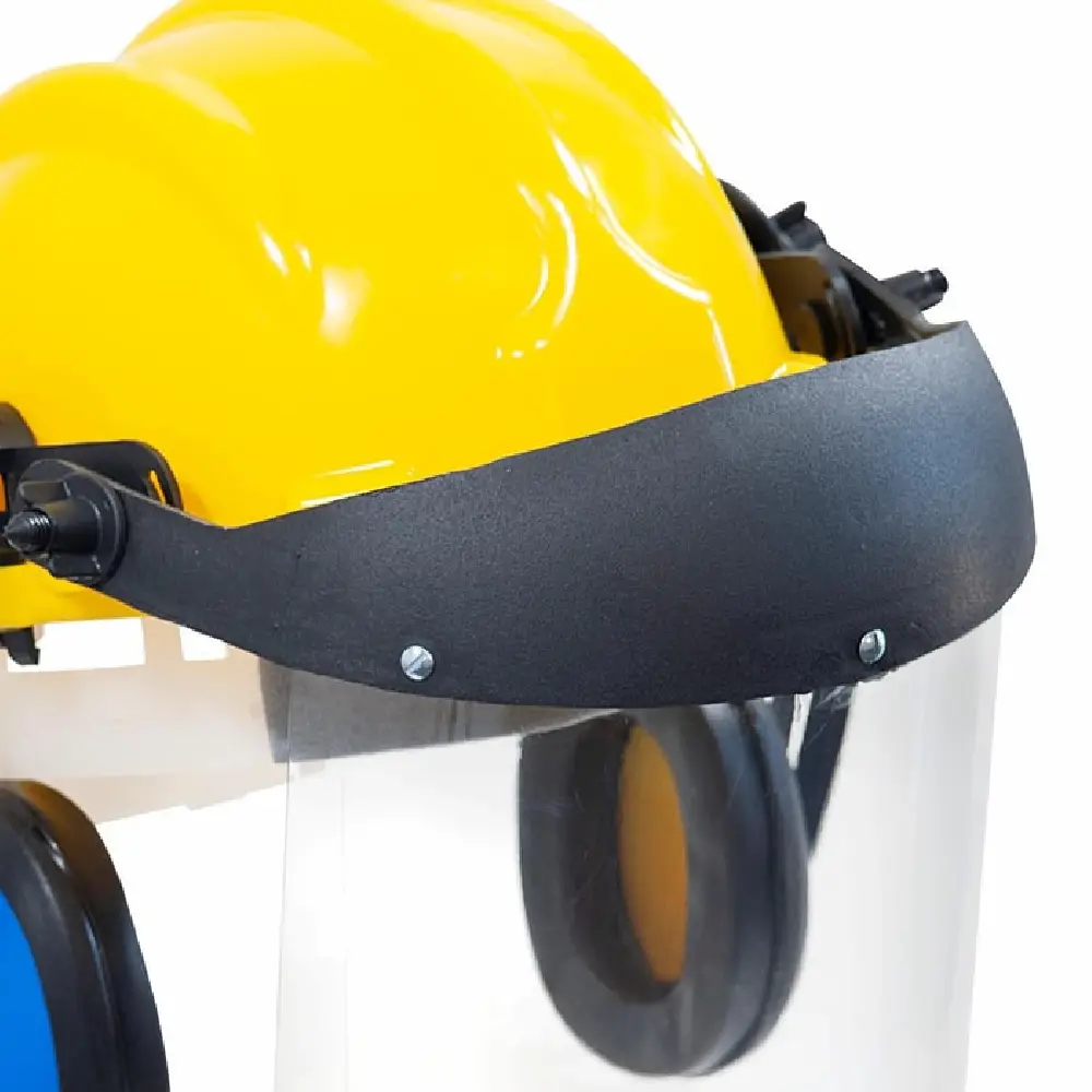 Capacete com Protetor Facial e Auditivo Amarelo Plastcor