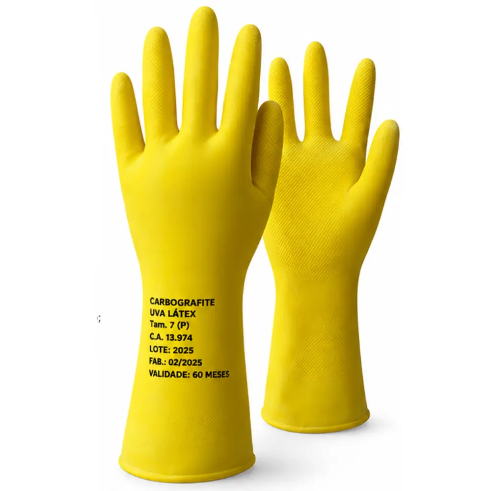 Luva de Látex Amarela Tam. P CA 13974 Carbografite