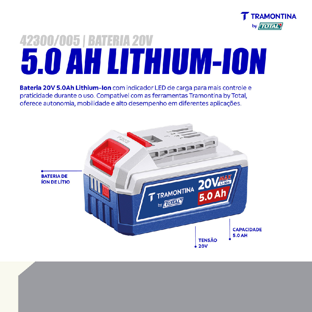 Bateria Tramontina Total 20V 5,0AH LITHIUM-ION