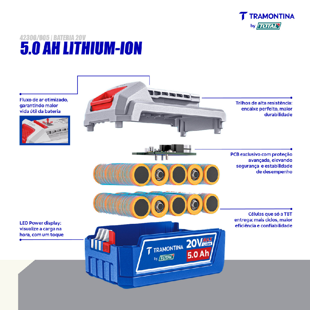 Bateria Tramontina Total 20V 5,0AH LITHIUM-ION