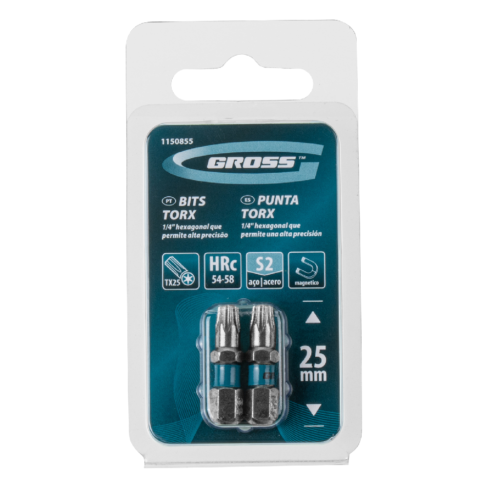 Bits Torx T25 25mm Cartela 2Pçs Gross 1150855