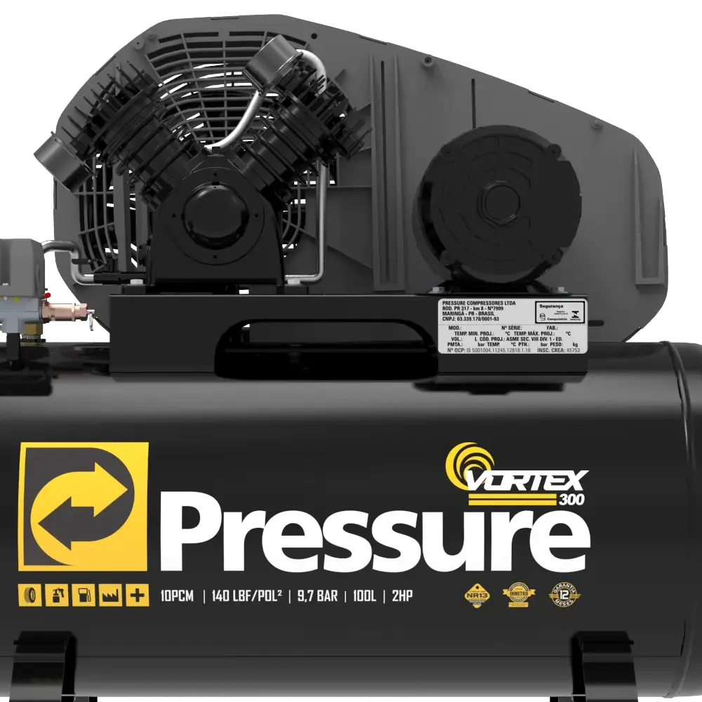 Compressor de Ar Press Vórtex 10/100L 140 PSI 2HP Pressure