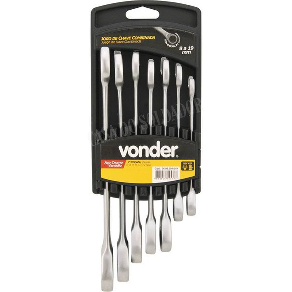 Jogo de chaves combinadas com catraca 8mm a 19mm 7 peças Vonder Jogo de chaves combinadas com catraca 8mm a 19mm 7 peças Vonder